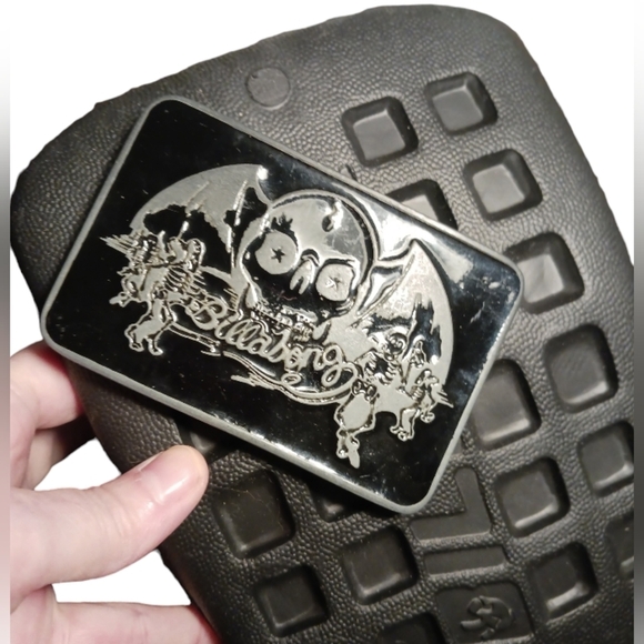 Billabong Belt Buckle Skull Bat Wings Y2K Gothic Biker MOTO